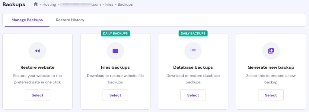 Hostinger Backups