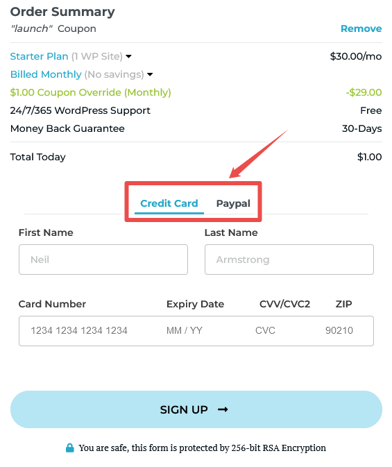 Rocket Hosting Payment Method