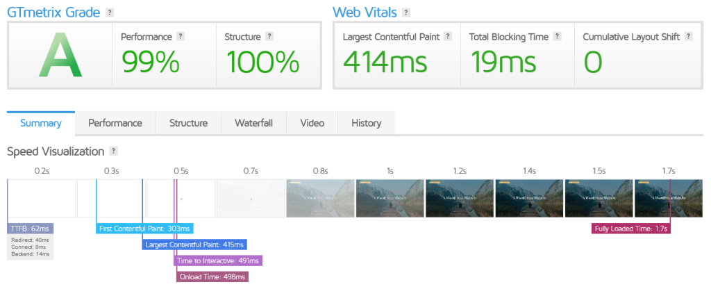 Rocket.net GTmetrix Speed Test Result