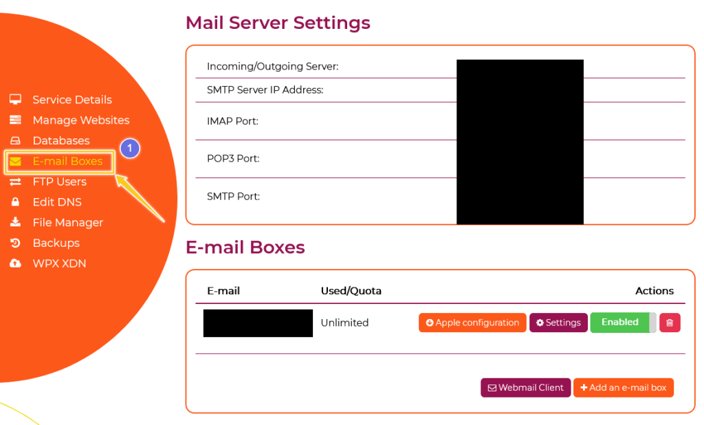 WPX Hosting Custom Email Setup Step 1