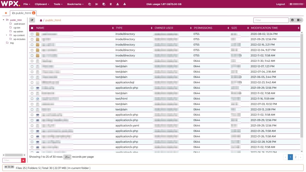 WPX Hosting File Manager