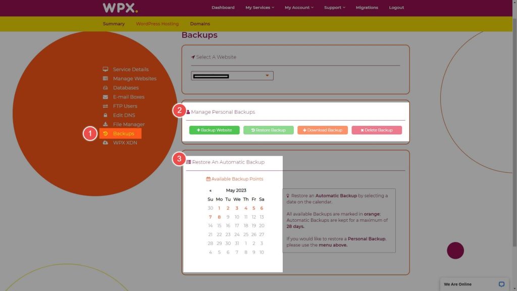 WPX Hosting Website Backup