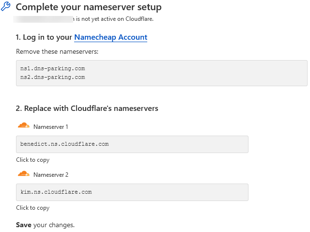 Cloudflare change Nameserver